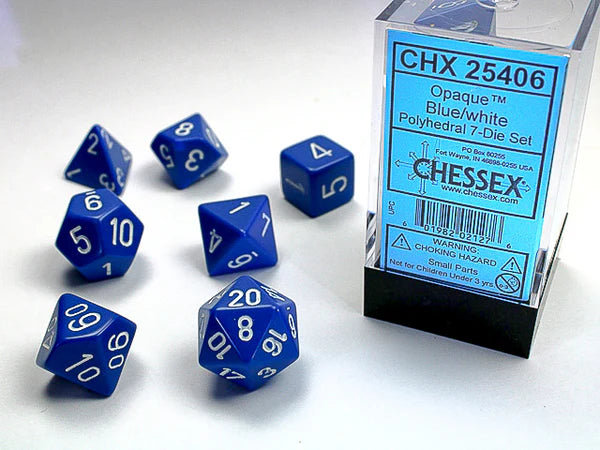 Chessex - Opaque blue/white 7-die set