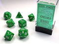 Chessex - Opaque green / white 7-die set