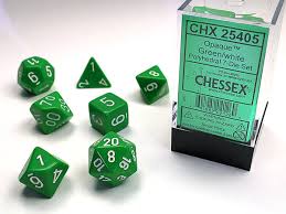 Chessex - Opaque green / white 7-die set