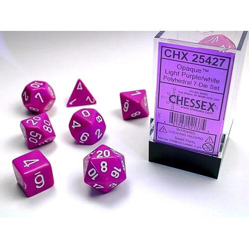 Chessex - Opaque  purple/white 7-die set