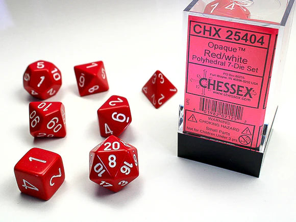 Chessex - Opaque red/white 7-die set