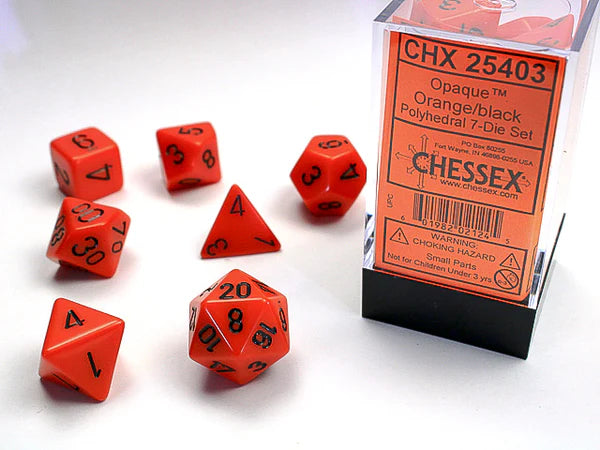 Chessex - Opaque orange/black 7-die set